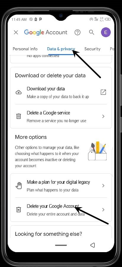 how to delete gmail account from phone